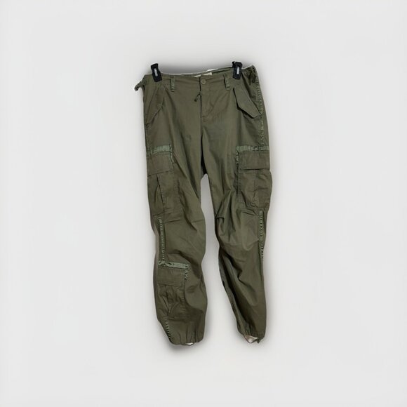Abercrombie & Fitch Army Green Cargo Pants Sz 30 10R Military Paratrooper Y2K - Picture 2 of 6